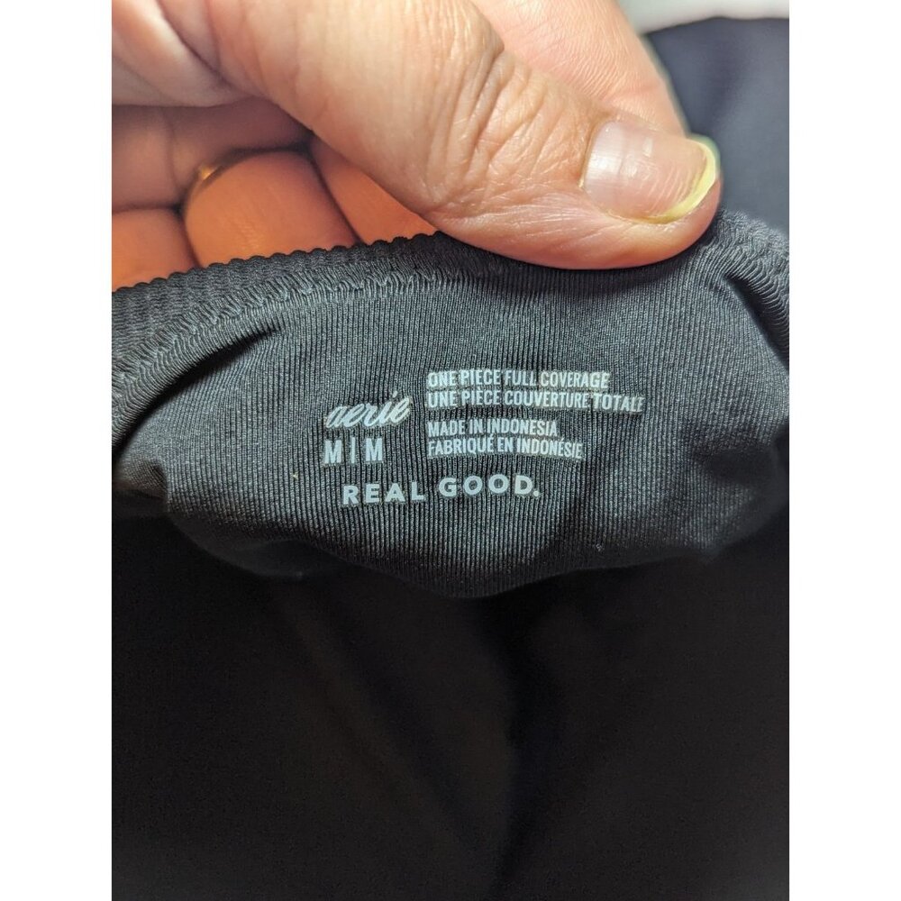 Aerie Women's Size Medium Black Ribbed NWT One Piece Full Coverage Swimsuit - Picture 5 of 15